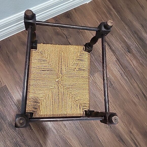 Vintage 1960 Rope Rush Twine Seat Foot Stool Arts and Crafts Primitive Rustic - Picture 5 of 12